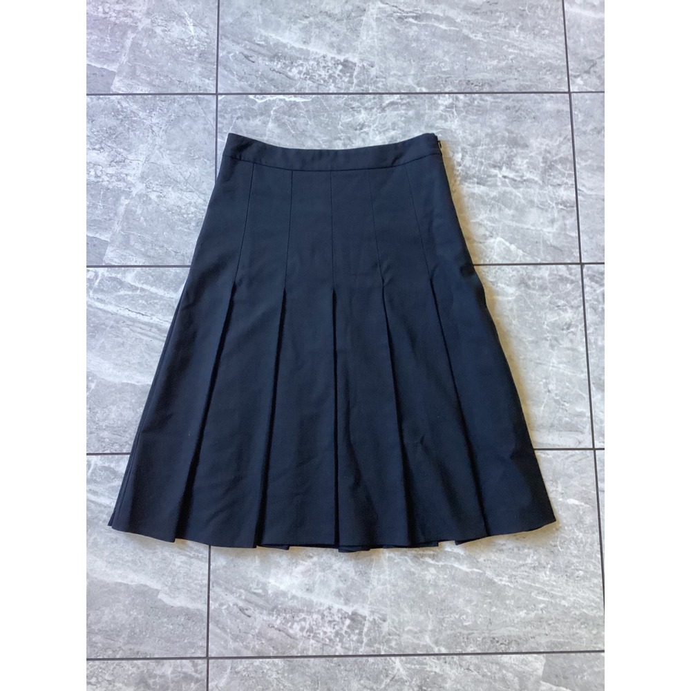 Theory Lancaster Sevona Black Virgin Wool Pleated Midi Skirt Size 0